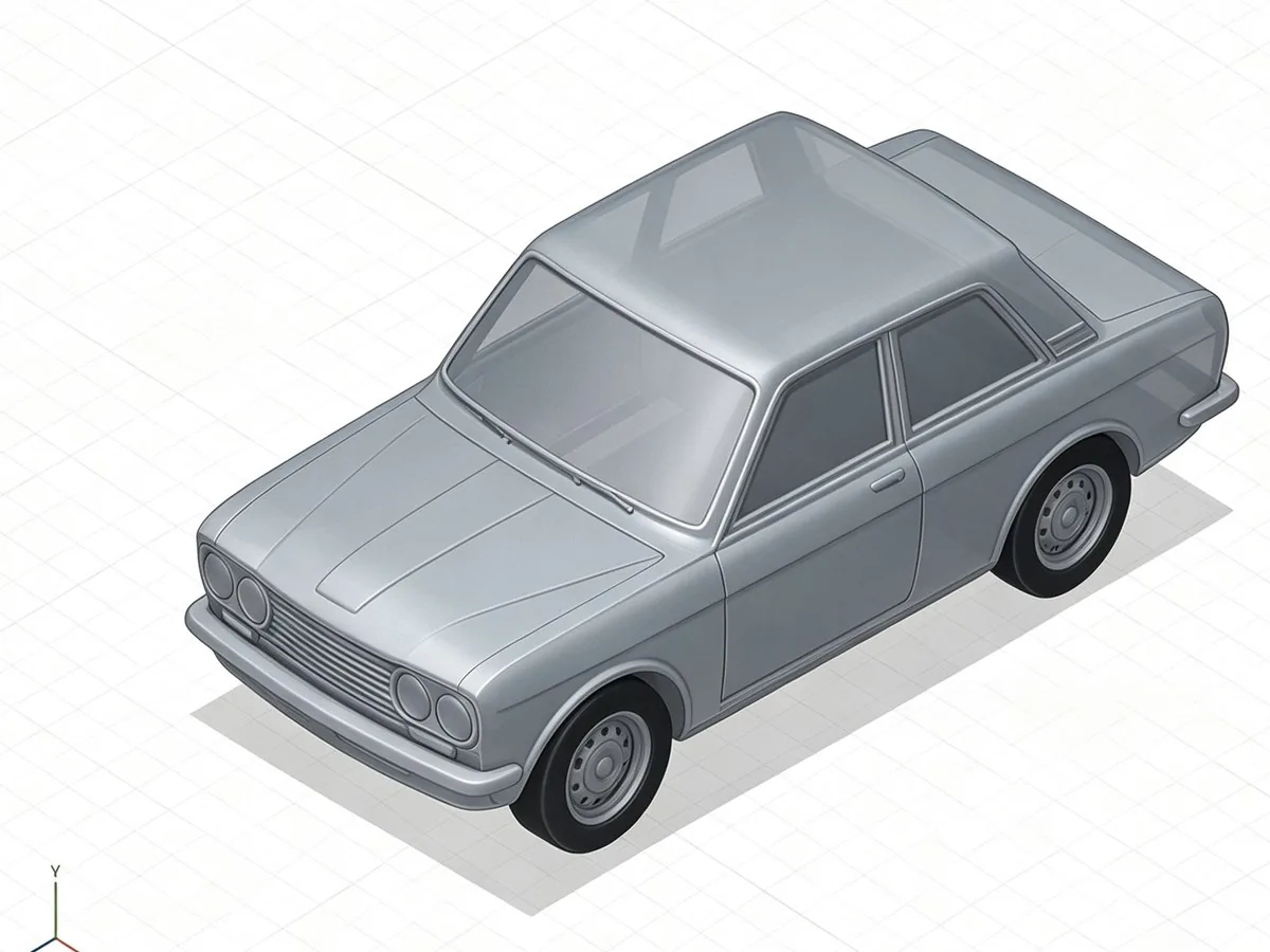 Ảnh dựng CAD 3D của mẫu xe đồ chơi từ bản phác thảo ý tưởng